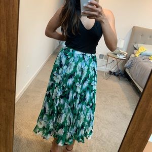 Anthropologie Green Pleated Midi Skirt Maeve